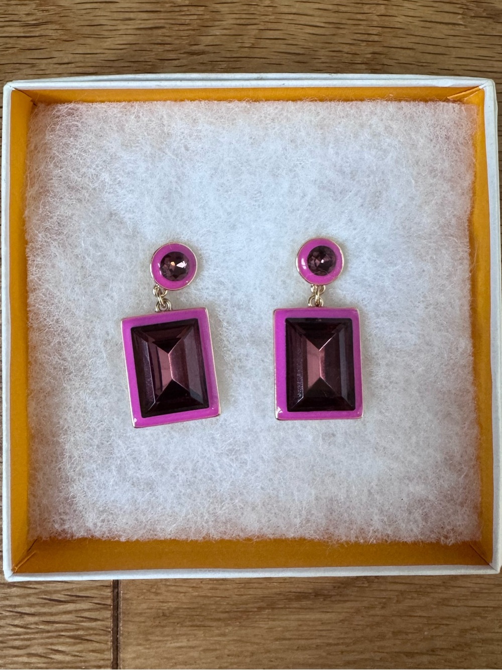 Pink and Purple Rectangle Drop Earrings - Women Jewelry